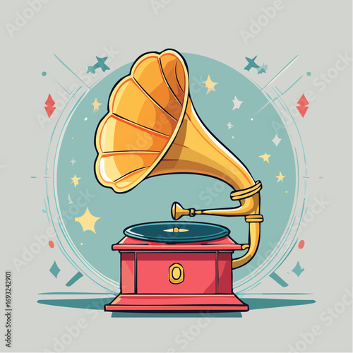 Retro Vintage Gramophone Illustration
