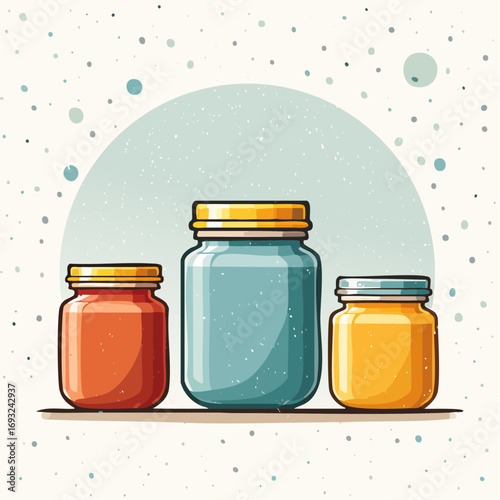 Three Glass Jars In Pastel Colors