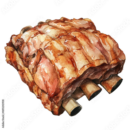 Pulled Pork, watercolor illustration vector, isolated on a white background.