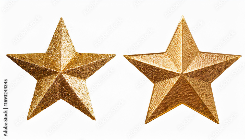 Obraz premium Golden Star Shape Isolated On Transparent Background For Design Use