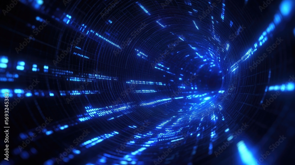 Obraz premium Abstract Blue Light Tunnel Speed Motion Background.