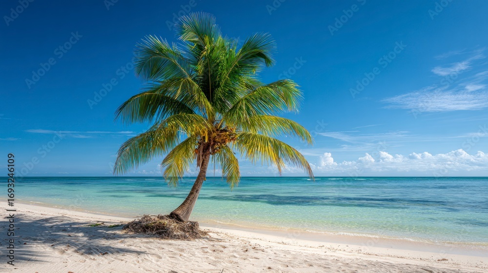 Obraz premium Tropical palm tree beach scene