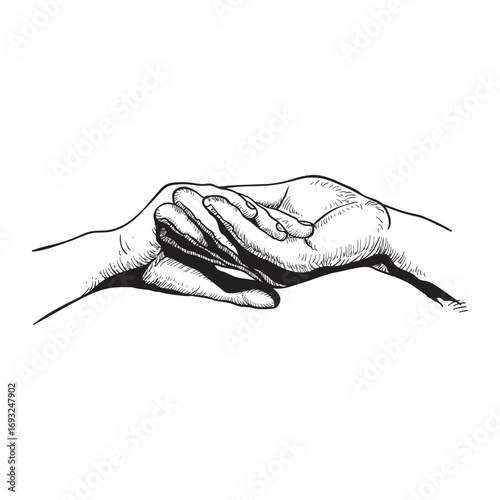 Child and parent holding hands
