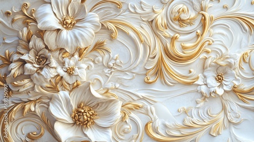 Ornate Floral Wall Decor with Gold Accents.