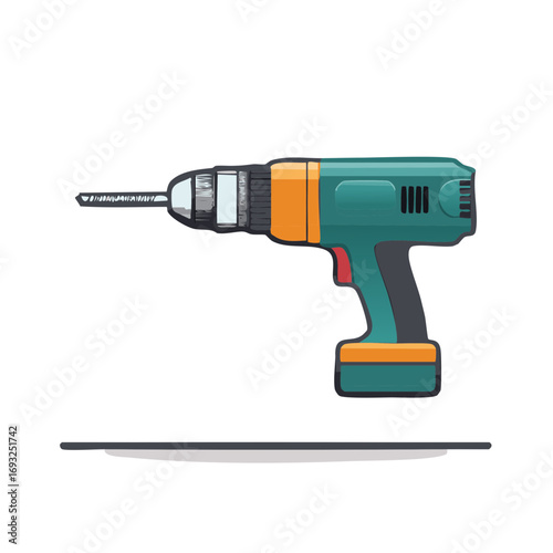 Handheld power drill with a drill bit ready for use tool for construction and repair
