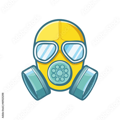 Bright Yellow and Blue Cartoon Gas Mask for Hazard Protection and Safety