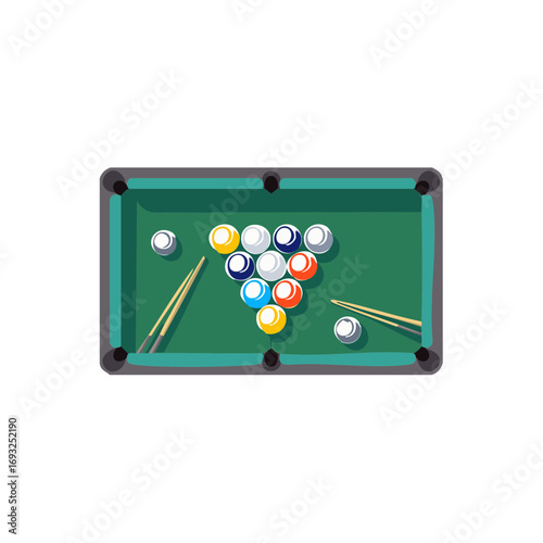 Pool table and billiard balls illustration