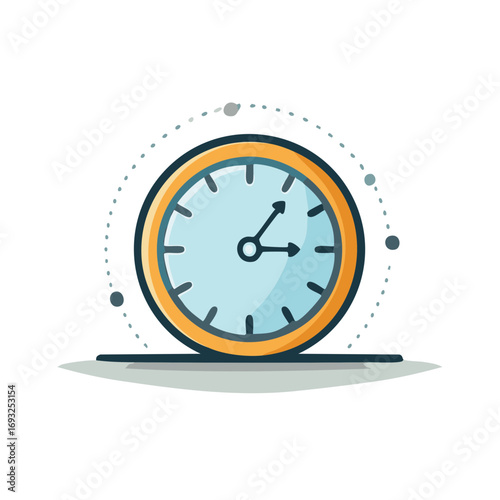 Cartoon illustration of a round clock showing the time
