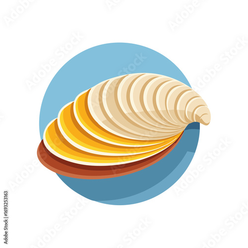 Stylized Open Clam Shell Icon with Colorful Layers Vector Illustration