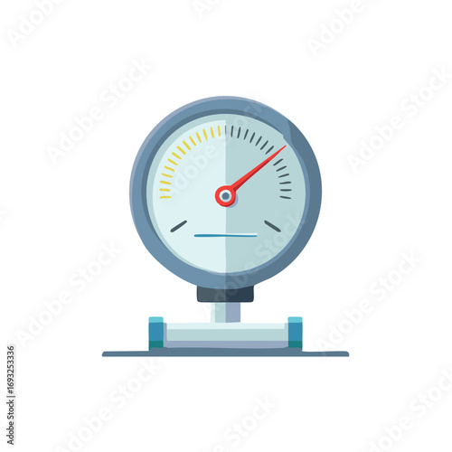 Gauge measuring pressure, red indicator. Industrial design