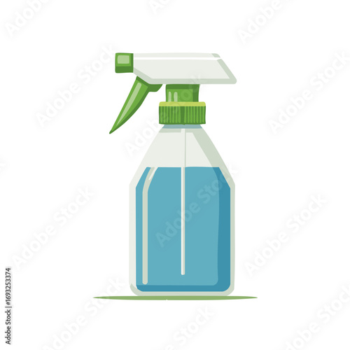 Spray bottle filled with blue liquid for cleaning or hygiene vector illustration