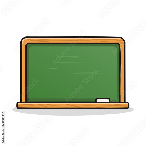 Green Chalkboard Illustration with Wood Frame and Chalk Piece for Educational or Business Messages