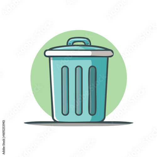 Teal Recycling Container Trash Can Garbage Bin Illustration Design