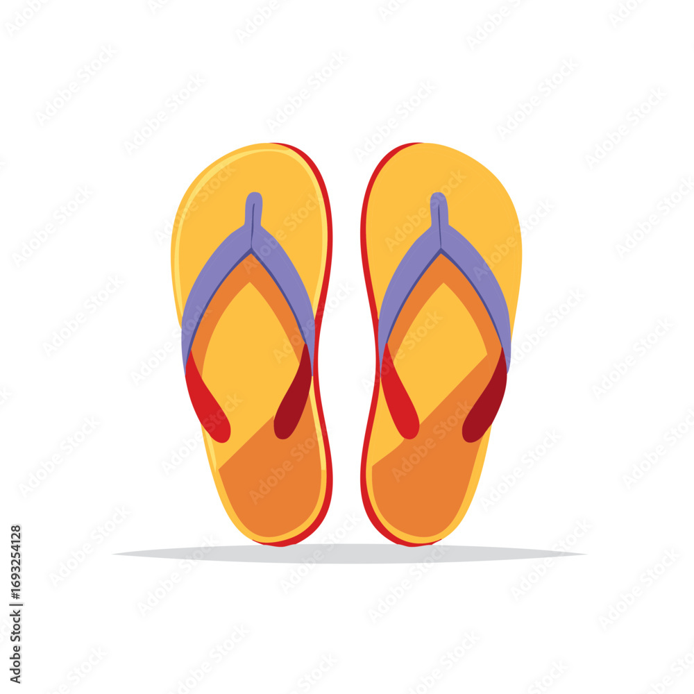Fototapeta premium Bright colorful flip-flops illustration for summer holiday and beach travel
