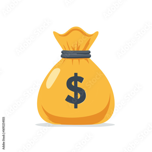 Yellow money bag with a dollar symbol represents financial savings and wealth