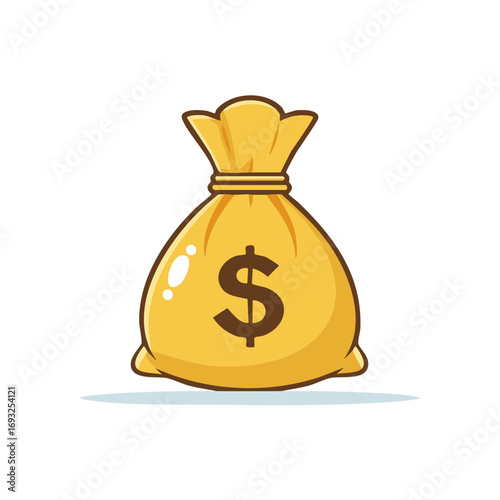 Simple Cartoon Money Bag with Dollar Sign A Vector Icon for Finance and Wealth