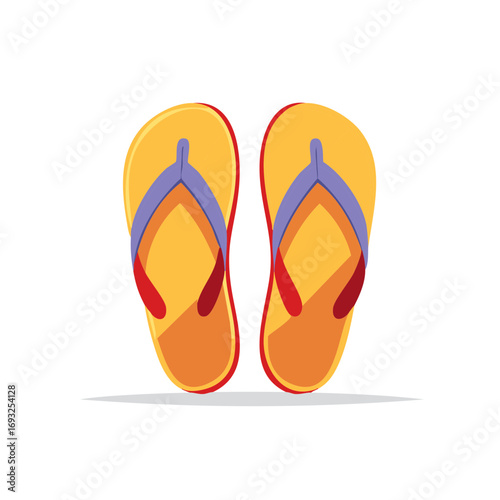 Bright colorful flip-flops illustration for summer holiday and beach travel