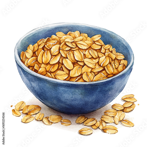 Oatmeal, watercolor clipart vector, isolated on a white background.