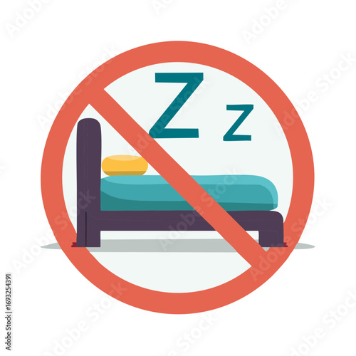 No Sleeping Sign Vector Icon Illustrating Insomnia or Sleep Deprivation