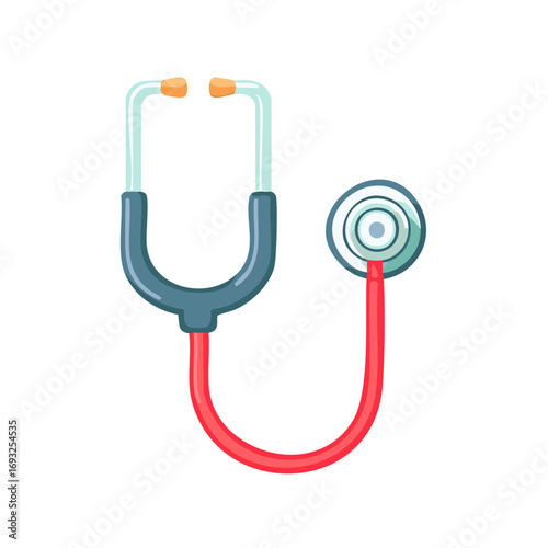 Medical stethoscope illustration, medical equipment, cardiology concept, healthcare.