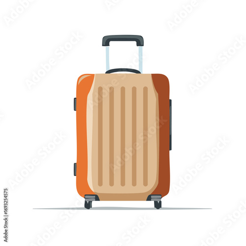 Stylish orange suitcase with handle and wheels ready for travel adventures and vacation