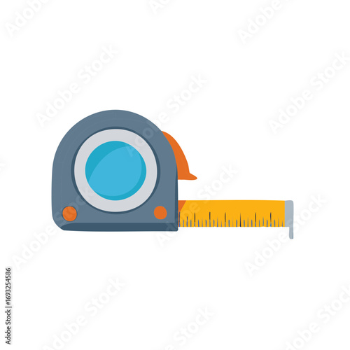 Illustration of a tape measure isolated on white, construction tool.