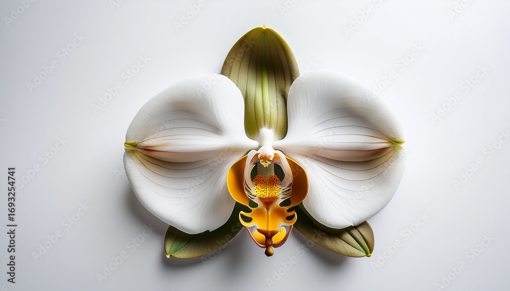 Obraz premium Orchid Flower Displayed Against A Plain White Background