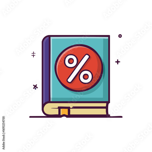 Financial Knowledge Concept Illustrated by a Textbook Cover Depicting a Percentage Symbol