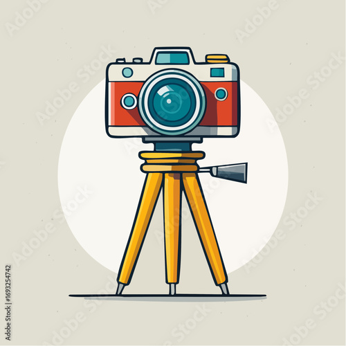 Retro Camera On Tripod Pixel Art Illustration
