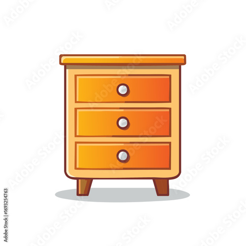 Whimsical Nightstand with Three Drawers Illustration for Home Decor Projects and Furniture Designs