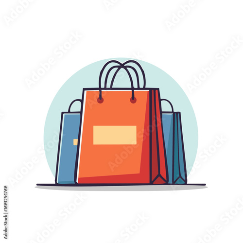Colorful shopping bags cartoon icon for retail, sales, and consumerism concepts