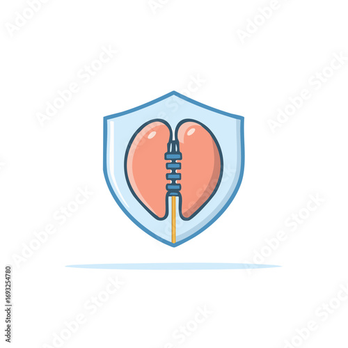 Shielded Lungs with Zippers Health Defense Pneumonia Prevention Vector