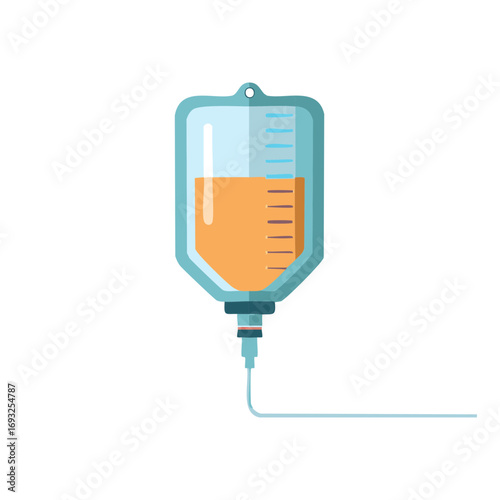 IV drip bag illustration. Medical healthcare concept. Infusion fluid, solution, bag for patients.