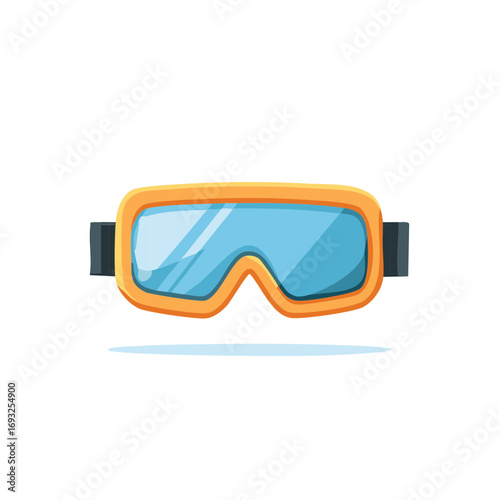 Orange Framed Ski Goggles with Blue Lenses and Black Strap Winter Sports Eye Protection
