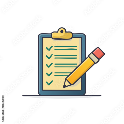 Clipboard with checklist and pencil symbol for tasks completion and planning