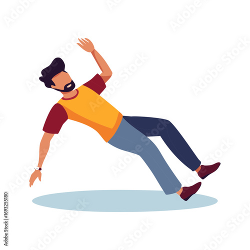 Man falling down, illustration of person in mid air, accident, fail, vector