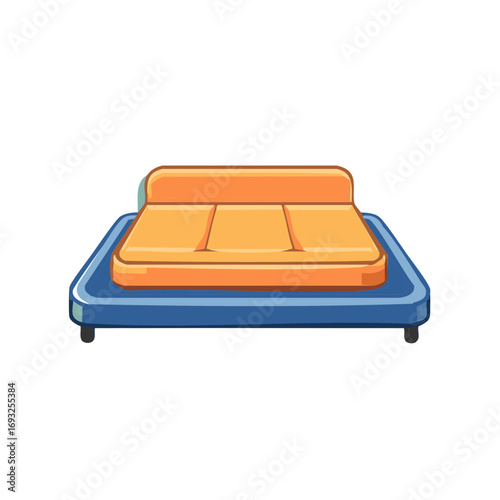 Simple vector illustration of a colorful orange and blue pet bed for a dog or cat