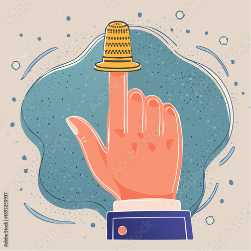 Hand Holding Miniature Thimble