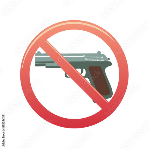 Handgun prohibited symbol vector illustration for no weapons allowed sign or gun free zone concept