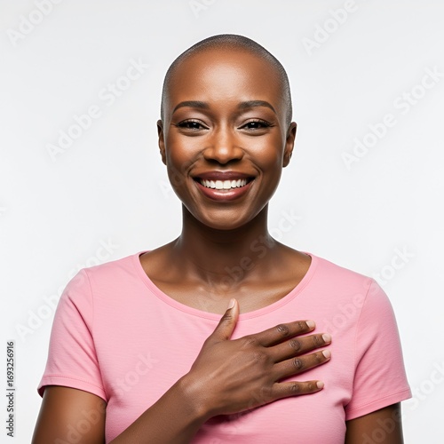Bald black woman, campaign against breast cancer