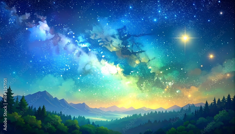 Fototapeta premium Starry Night Landscape