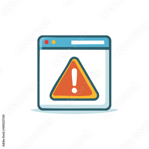 Web browser shows a warning alert symbol on screen