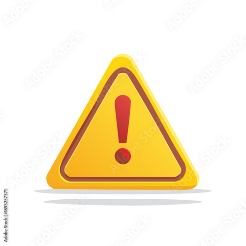 Yellow Triangular Warning Sign with Exclamation Mark Icon Vector Illustration