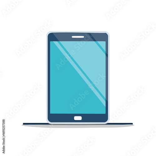 Illustration of a Mobile Phone Device with Blue Screen Display on a Flat Surface