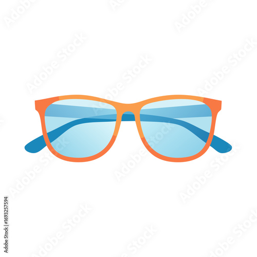 Orange and Blue Sunglasses Illustration on White Background
