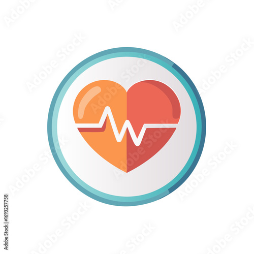 Heartbeat pulse cardiogram symbol in circle flat design healthcare concept