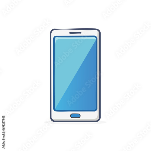 Simple blue smartphone illustration with a blank screen for copy space