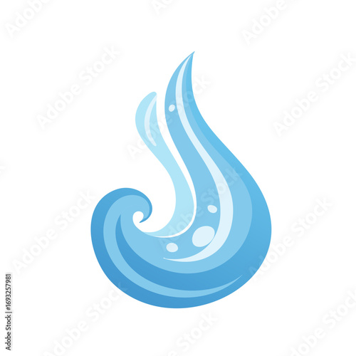 Abstract blue water wave splash design clean liquid flowing element illustration