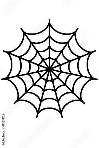 Isolated simple black spider web graphic illustration
