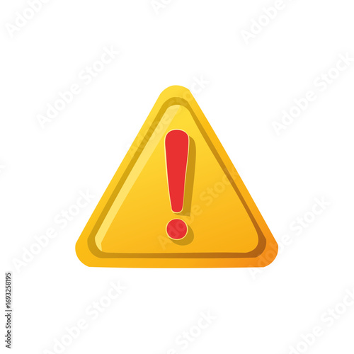 Yellow warning triangle sign with red exclamation mark icon for hazard alert and caution notification